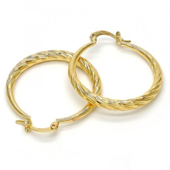 Jewelry - Gold Plated Medium Hoop, Hollow Design